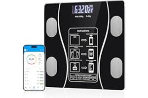 OOYY Digital Simple and Practical Body Fat Scale with Led Display, Bathroom Scale with Smartphone App