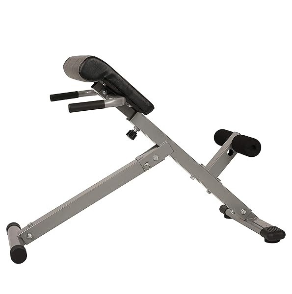 SUNNY HEALTH & FITNESS 45-DEGREE HYPEREXTENSION ROMAN CHAIR WITH ADJUSTABLE HEIGHT AND BACK, GLUTE, HAMSTRING, AND AB WORKOUTS FOLDABLE SIT UP GYM BENCH FOR HOME, GRAY – SF-BH6629