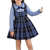 WDIRARA Toddler Girl's Plaid Dress Ruffle Long Sleeve Cute A Line Swing Dresses