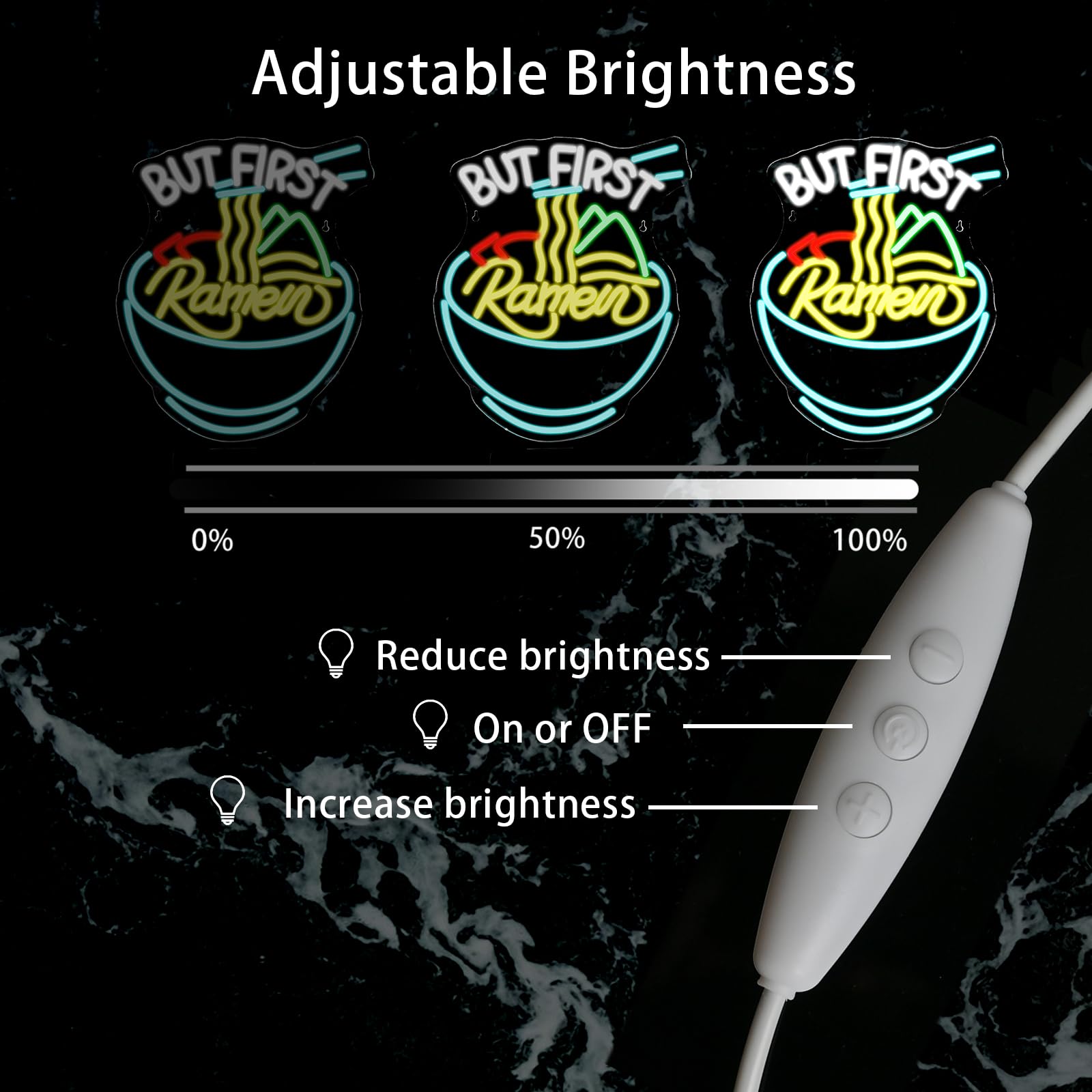 FAXFSIGN But First Ramen Neon Sign Chinese