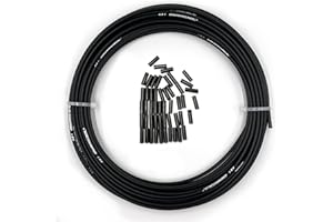Farbetter Lined Bicycle Bike Derailleur/Shift Cable Housing, 4mm x 50ft, Including 50 PCS Cable End Caps Kit, The Most Trusted DIY Set for SRAM/Shimano Mountain Bike Road Bike (Black)