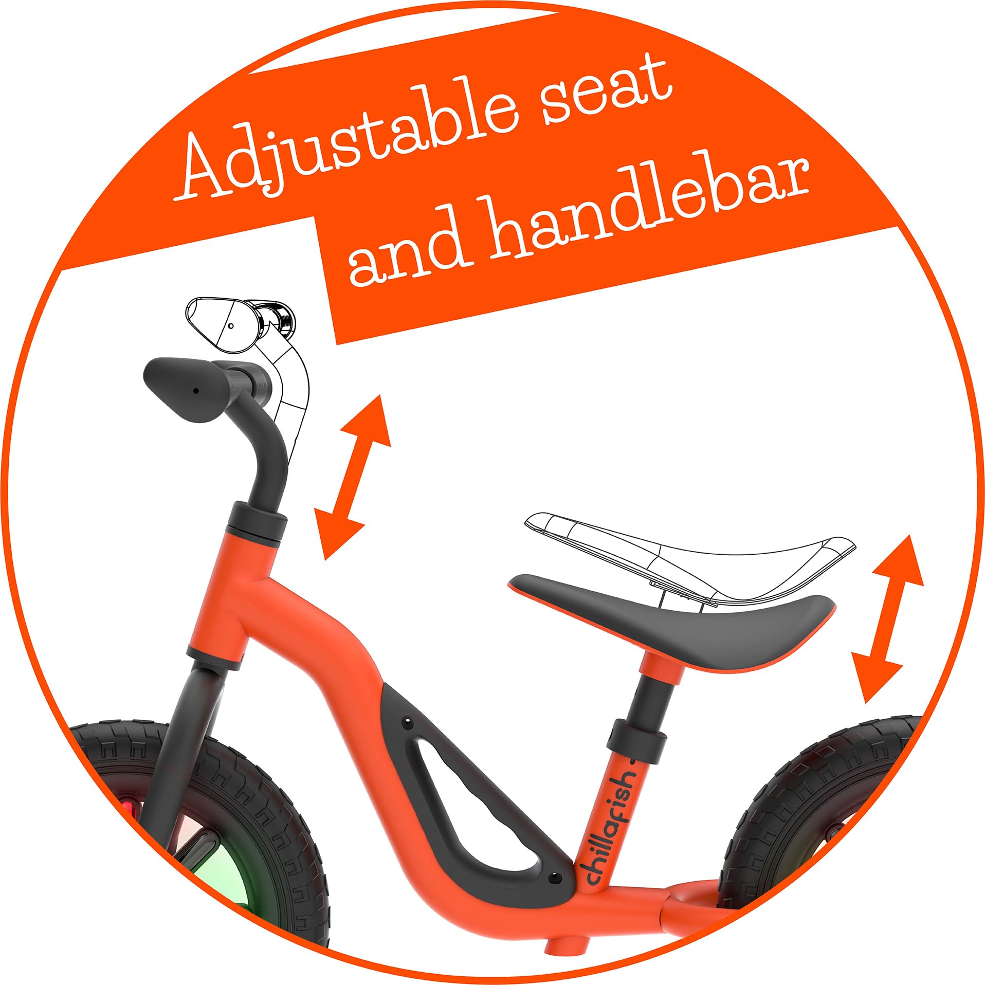 Chillafish Charlie Kids Balance Bike: Lightweight Frame, Toddler Bicycle with No-Puncture Tires, Adjustable Seat & Handle Bars, Easy Carry Handle
