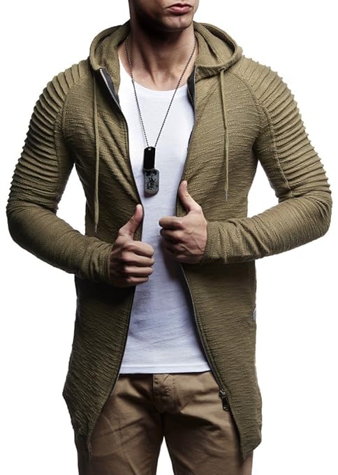 LEIF NELSON Herren Sweatjacke mit Kapuze Slim Fit Baumwolle-Anteil | Modernes Hoodie-Cardigan Langarm | Männer Schwarze Freiz
