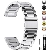 Fullmosa Watch Band, Quick Release Stainless Steel Replacement for Men Women, Metal Chain Watch Strap Width 16mm 18mm 19mm 20mm 22mm 24mm, Silver, 20mm