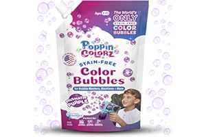 PoppinColorz Prismatic Purple Color Bubbles Refill Pouch for Bubble Gun for Kids, 14oz Stain-Free Bubble Solution for Parties