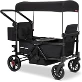 Radio Flyer Voya 2.0 2-Seat Stroller Wagon, for Kids 6+ Months, Lightweight | Compact, Foldable, UV Canopy, Seats Convert to Flatbed, Included Storage
