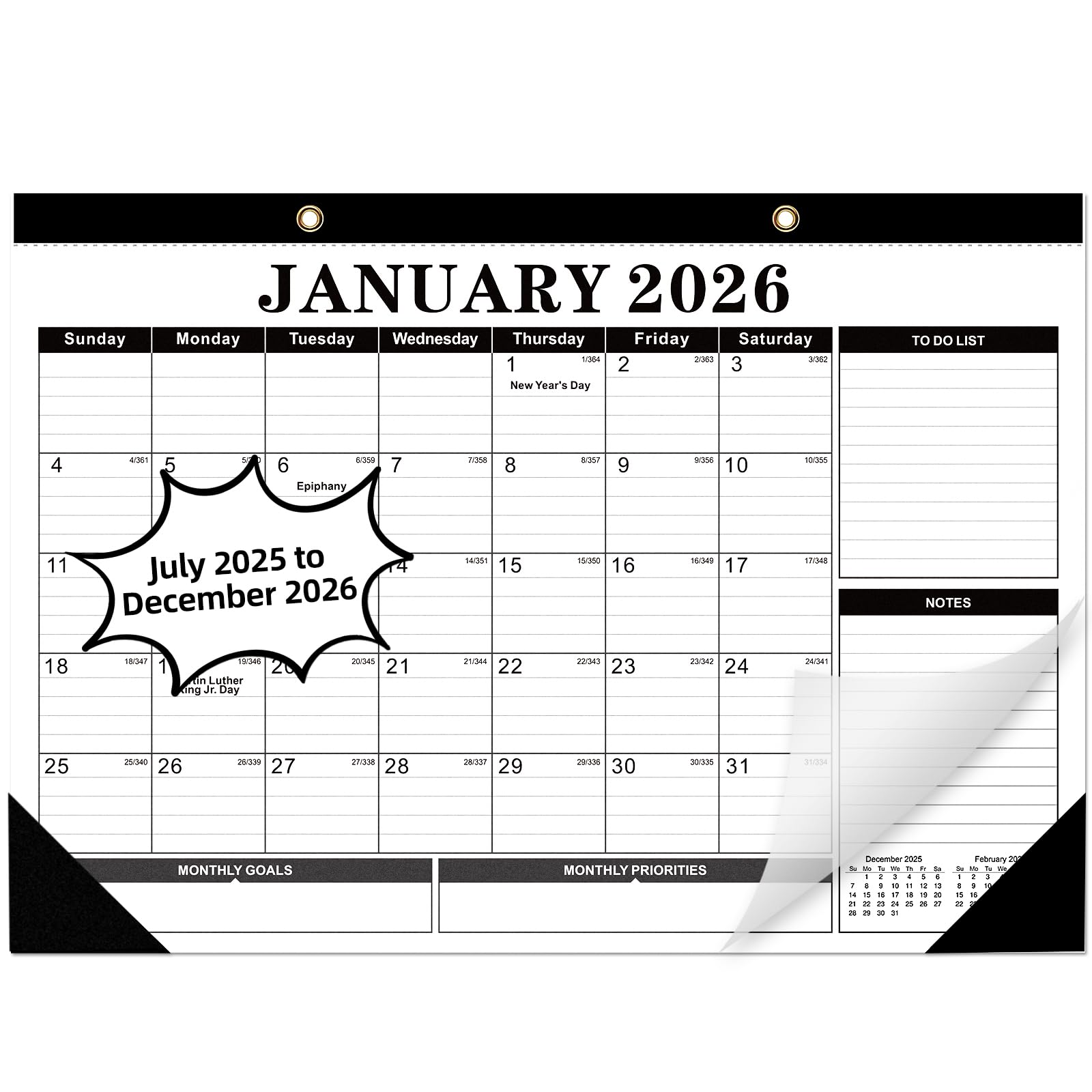 Photo 1 of Tcamp 2026 Calendar, Desk Calendar 2026-2027 from January 2026 to June 2027, Large 17" x 12" Wall Calendar with Julian Dates, 18 Months Desk Planner for Home School Office Desktop, Christmas Gifts