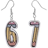 Dremcoue 67 Six Seven Earrings Funny Six Seven 67 Earrings for Men Women Funny 67 Meme Earrings:A Birthday, Easter, Christmas Stocking Stuffer Gift for Tweens & Teens 1 Pairs