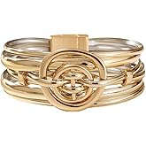 Boho Leather Wrap Multi-Layer Bracelet Bangle PU Leather Material Handmade Circle Design Bracelet Jewelry