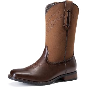 Bruno Marc Men's Cowboy Square Toe Western Boots | Comfort Slip on Casual Dress Spliced Upper Embroidered Intricate Stitching