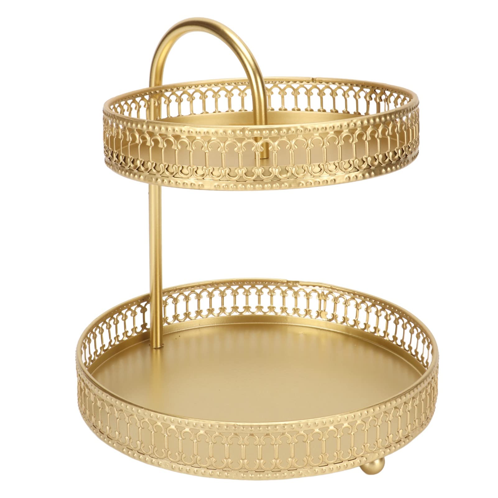 2 Tier Fruit Tray Gold Elegant Large Capacity Decorative Multi Purpose Cupcake Stand for Home Party Kitchen