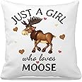 Nogrit Moose Pillow Covers Decor,Moose Gifts Christmas Decorations for Grils Room Couch Home Bedroom Living Room Throw Pillow Cover for Women mrs 18x18