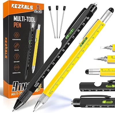 KEZKALS 9-in-1 2-Pack Multifunction Pen Set Gift for Men Dad