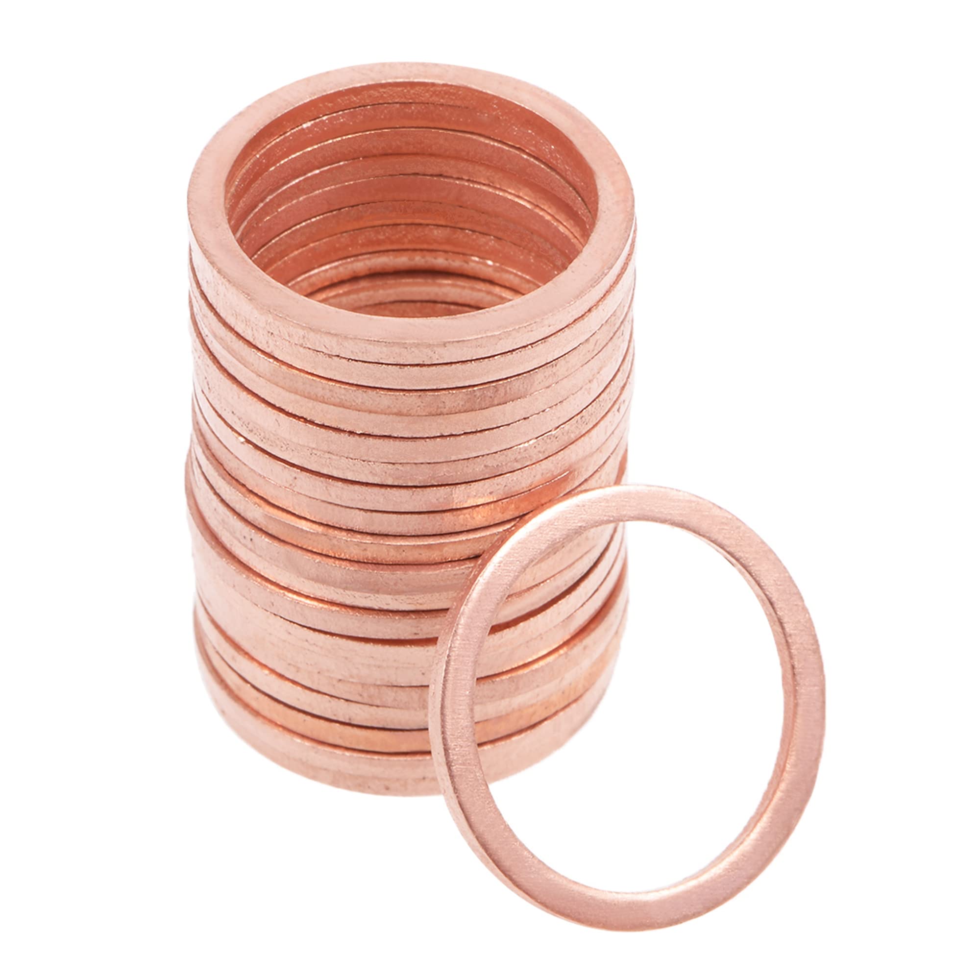 sourcing map 20 Pcs M18 x 22mm x 1.5mm Copper Flat Washer for Screw Bolt Nut