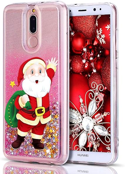 Immagini Natale Per Cellulare.Cover Per Huawei Mate 10 Lite Custodia Natalizie Serie Caselover Babbo Natale Buon Colorato Glitter Liquido Sabbie Mobili Trasparente Silicone Case Brillante Sparkle Quicksand Antiurto Gomma Bumper Amazon It Elettronica