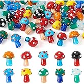 Cheriswelry 50Pcs Mushroom Lampwork Bead Cute Mushroom Glass Loose Spacer Bead Handmade Bumpy Beads 10 Colors 15-16.5mm for DIY Craft Bracelet Earring Necklace Jewelry Making