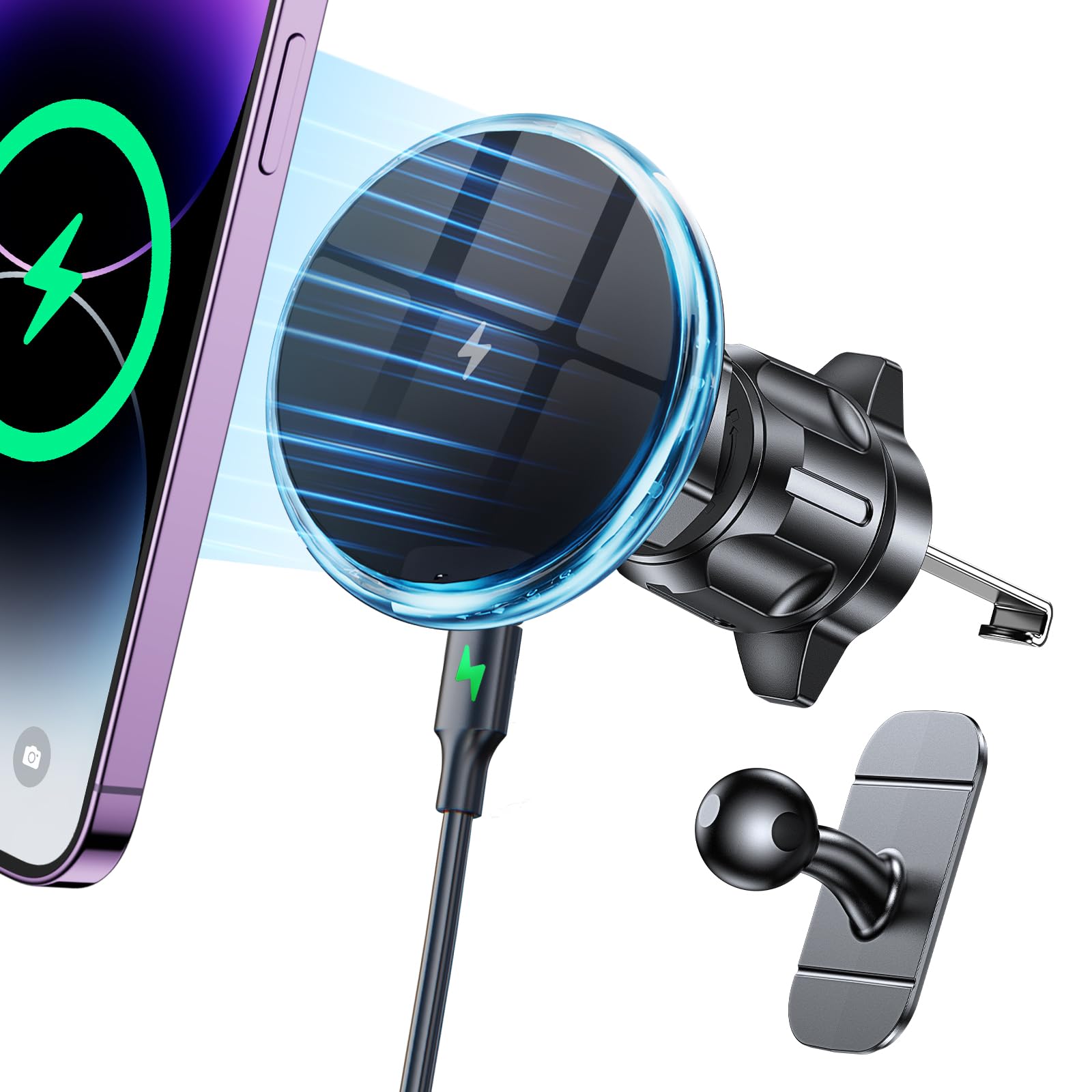 for Magsafe Car Mount Charger iPhone Wireless Car Charger【Vent+Dash】Magnetic car Phone Holder mount【Strong Magnet】Automobile Phone Mount Holder Vent Fit iPhone 17 Pro Max 16 15 14 13 12 Magsafe case