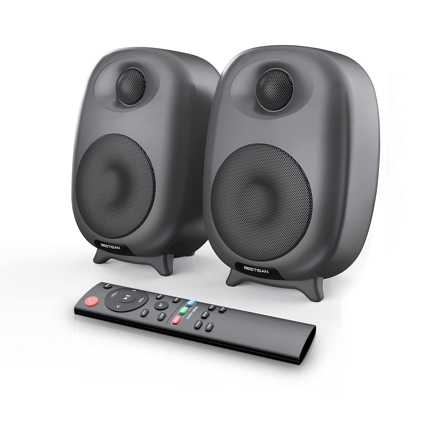 BESTISAN Bookshelf Speakers, 60 Watt Powered Studio