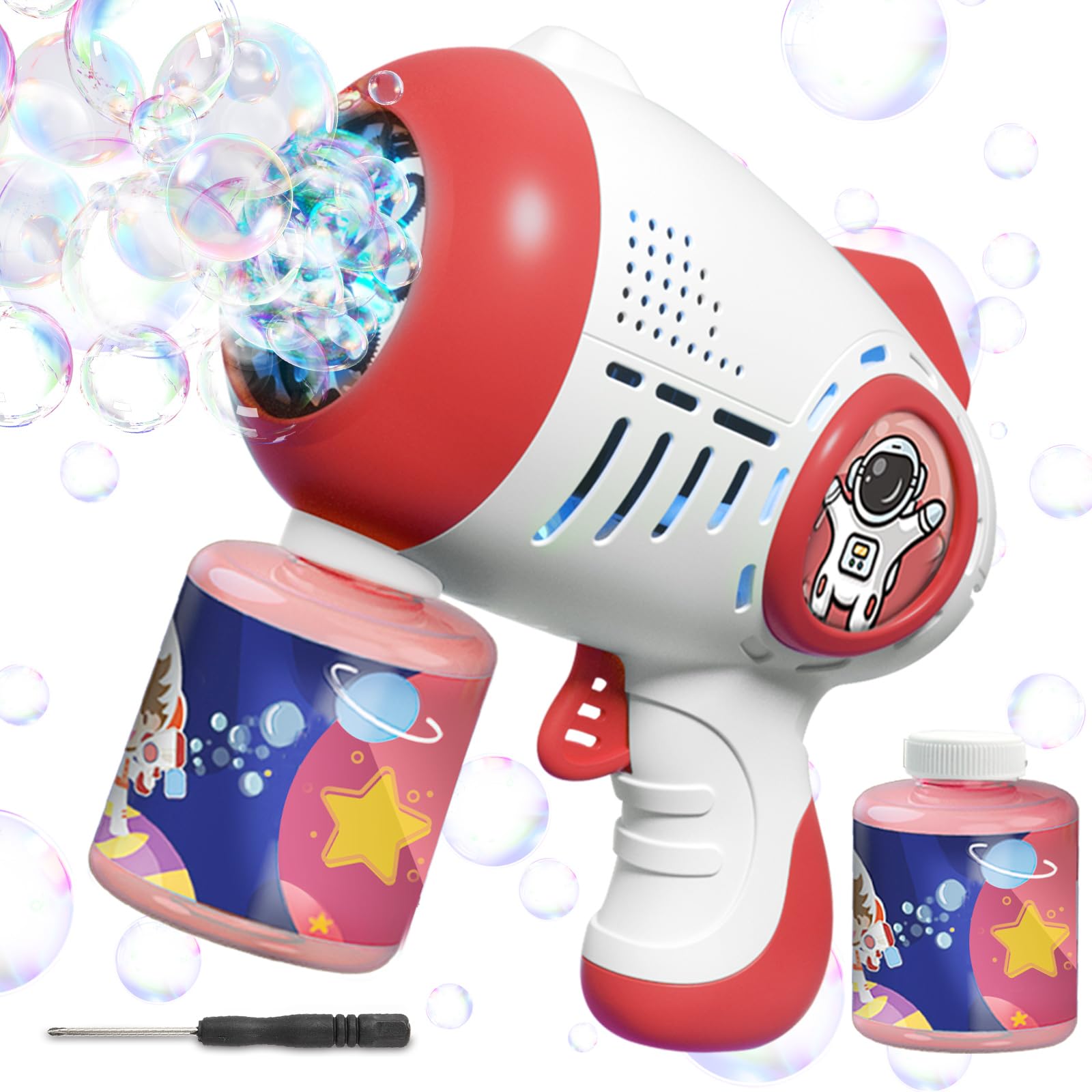 Beria Space Bubble Gun Toys for Kids 3-8 Year Old: Bubble Machine Bubble Guns for Kids Bubble Maker with Bubble Liquid Gifts for 3 4 5 6 7 8 Year Old Boys Toy Party Outdoor Garden Bubble Game Toy
