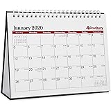 Cranbury Small 2020 Desk Calendar 8x6 (Red), Monthly Flip Desktop Counter Top Calandar with Bonus Planner Stickers for 2020 Calendars, Use to December 2020, Home or Office Calender