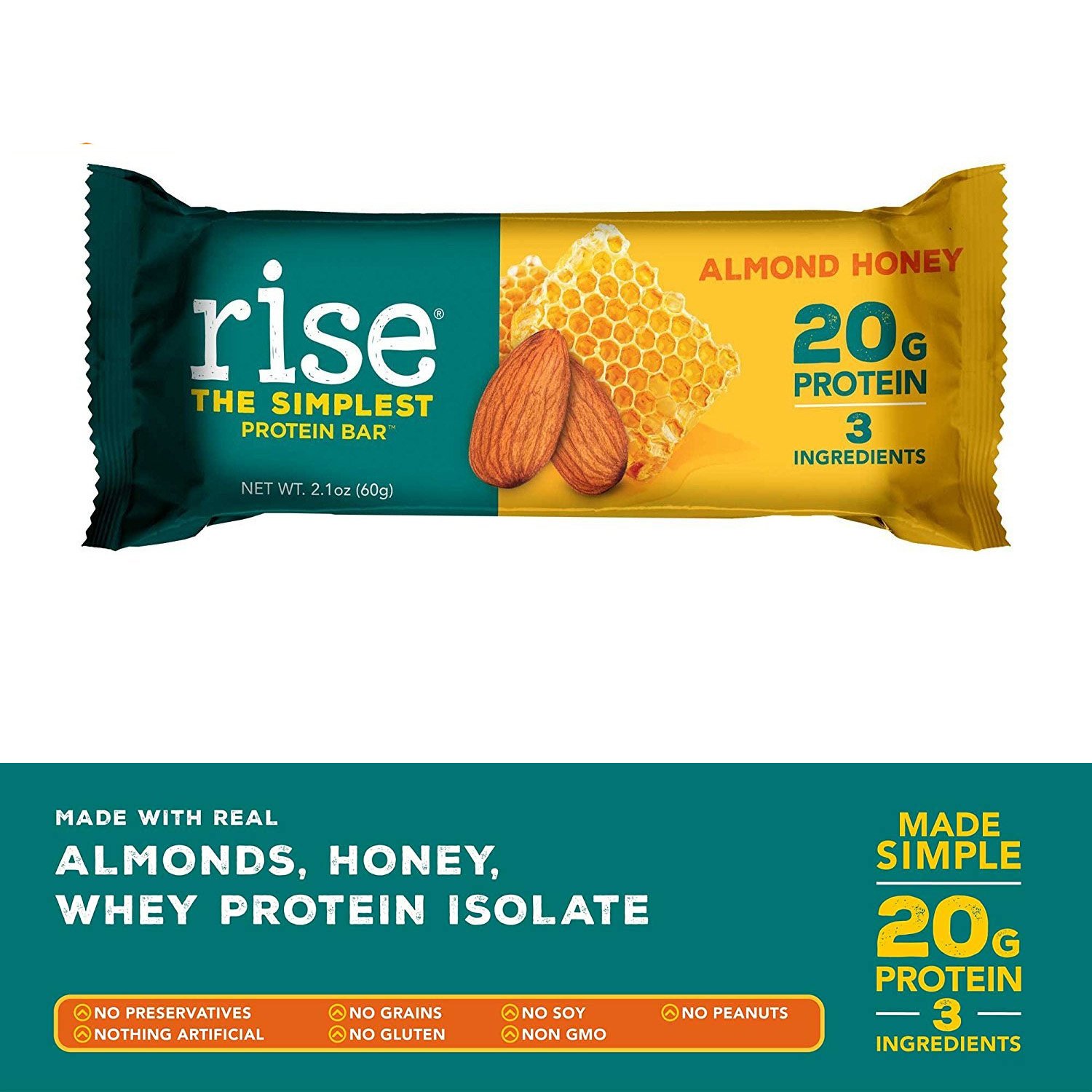 Rise Whey Protein Bars Almond Honey Healthy Breakfast Bar & Protein