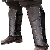 HiiFeuer Medieval Faux Leather Leg Gaiters, Vintage Middle Ages Knight Leg Armor, Mercenary Leg Guards for LARP