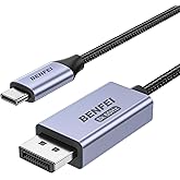 BENFEI Bidirectional USB C to DisplayPort 1.4 Cable 6FT, Support 8K@60Hz 4K@240Hz (Thunderbolt 4 to DisplayPort Cable) Grey -