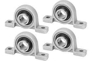 HiPicco Pillow Block Bearing, 4Pcs KP002 Flange Mounted Pillow Bearings - Bore 15mm/0.59" ID Self Alignment Zinc Alloy Plumme