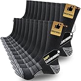 JOYNÉE 5/10 Pairs Mens Lightweight Athletic Crew Cushioned Breathable Work High Calf Long Boot Socks
