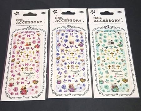 Amazon テディベア 薔薇柄３枚セット ウォーターネイルシール 写ネイル風シール 重ね張りok 写ネイルっぽい ジェルネイルやスカルプにおススメ ノーブランド品 シール ステッカー 通販