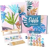 Dabble Paint by Numbers Kits Set of 3 for Adults Flowers Canvas Frames