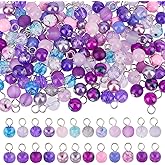 PH PandaHall 192pcs 24 Colors Round Dangle Charm Pendants 8mm Purple Glass Charms Crystal Dangle Charms Glass Dangle Beads with Loops for Summer Bracelet Earring Necklace Jewelry Making DIY Crafts
