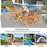 Panana 5 Piece Acacia Wood Outdoor Dining Set Folding Table Chairs view 7