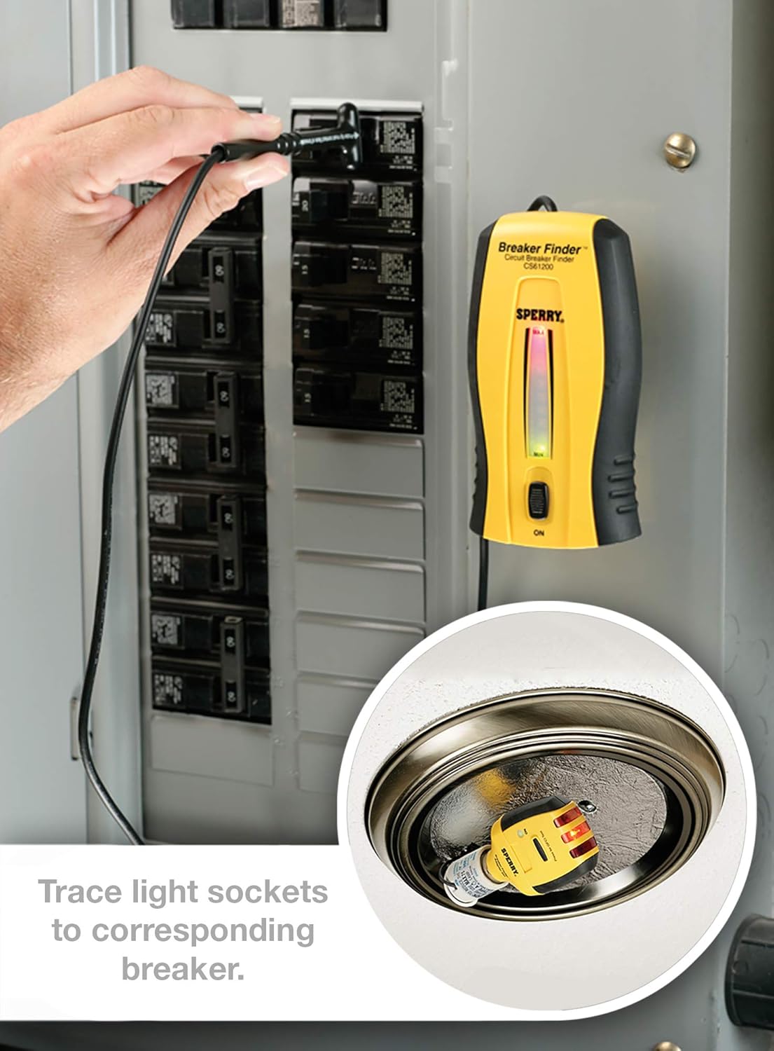 Sperry Instruments CS61200P Electrical, 120V AC, 60Hz, Includes: CS61200AS Light and Switch, 2 Pc Circuit Breaker Finder and Accessory Kit, As shown in the image - Miniature Circuit Breakers - 