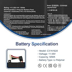 ANTIEE 50Wh C31N1620 Laptop Battery for Asus