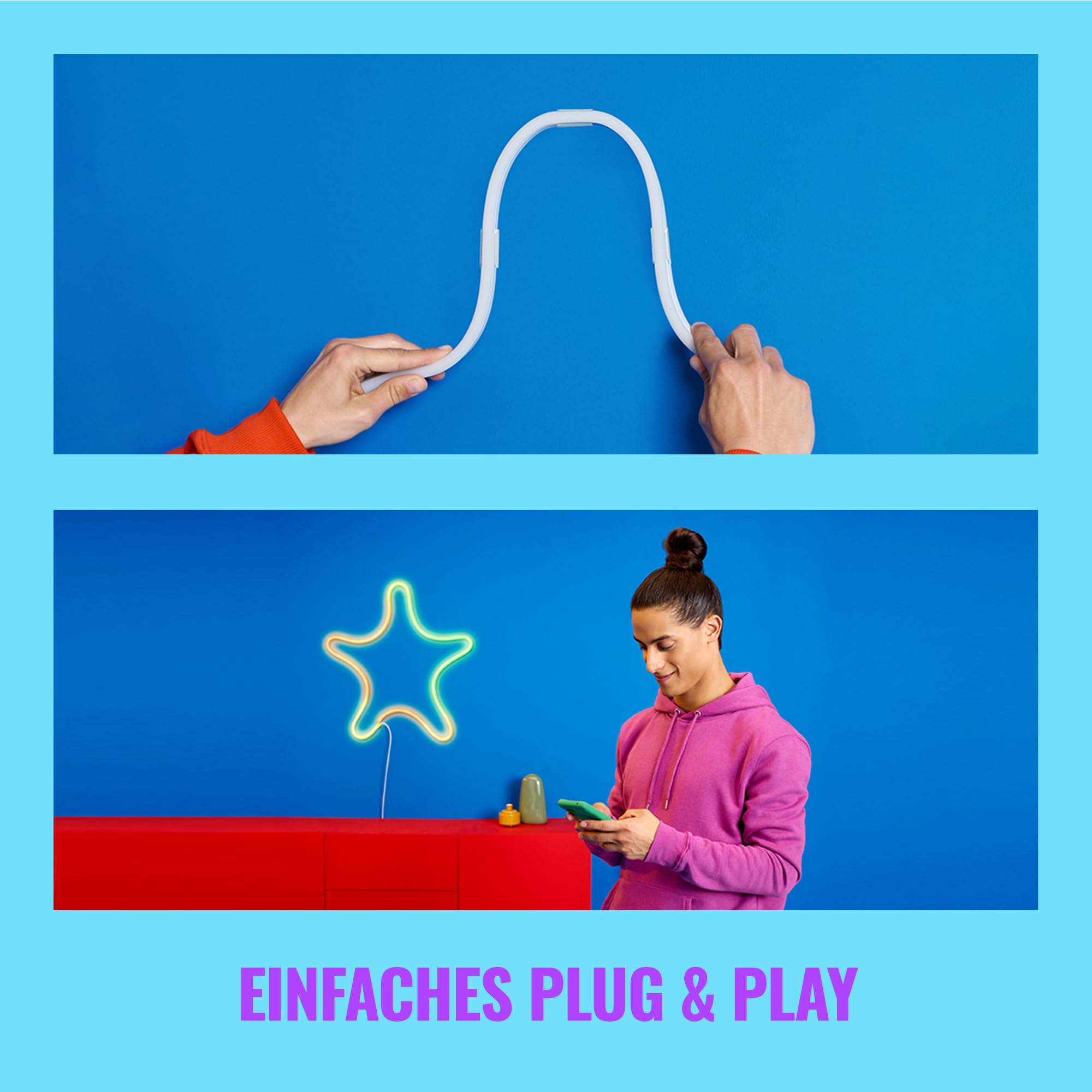 WiZ SMART FLEX STRIP - 3 m, 16 Millionen Farben + Weißschattierungen, dynamische Lichtszenen, verbindet sich mit Ihrem WLAN, Sprach- / App-Steuerung, funktioniert mit Google Home, Alexa und HomeKit. 3