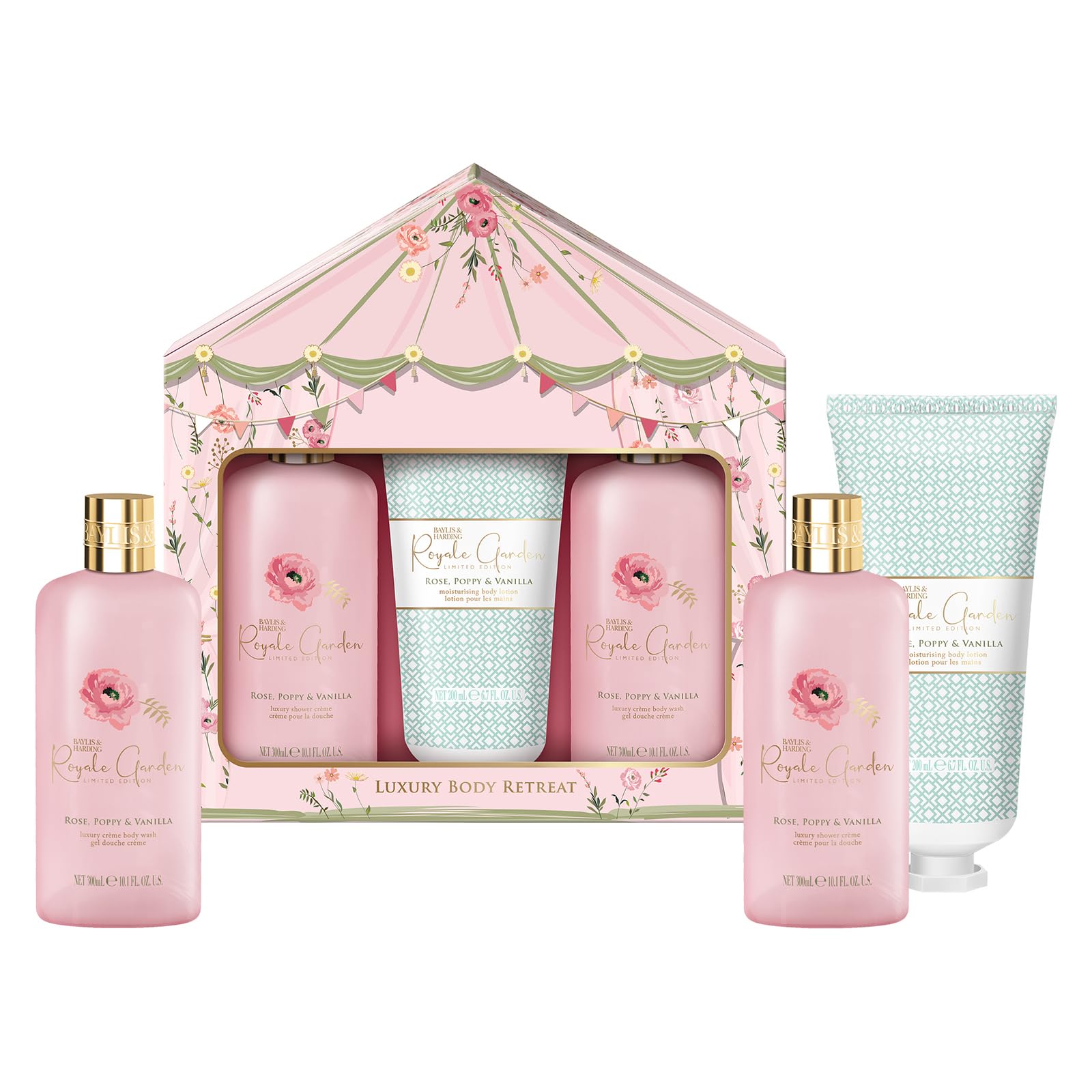 Baylis & Harding Royale Garden Rose, Poppy & Vanilla Luxury Body Retreat Gift Set (Pack of 1) - Vegan Friendly — image 1