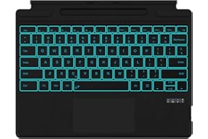 Seteesamvo Surface Pro 11/10/9/8/X Bluetooth Type Cover with 7 Color Backlight, Touchpad, Sleep/Wake Function, Pen Holder, Re