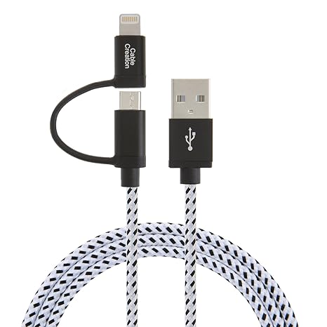 CableCreation Lightning USB Kabel, [Apple MFi Zertifiziert] 2 in 1 Lightning zu USB Data Sync Charge Kabel, Lightning Micro U