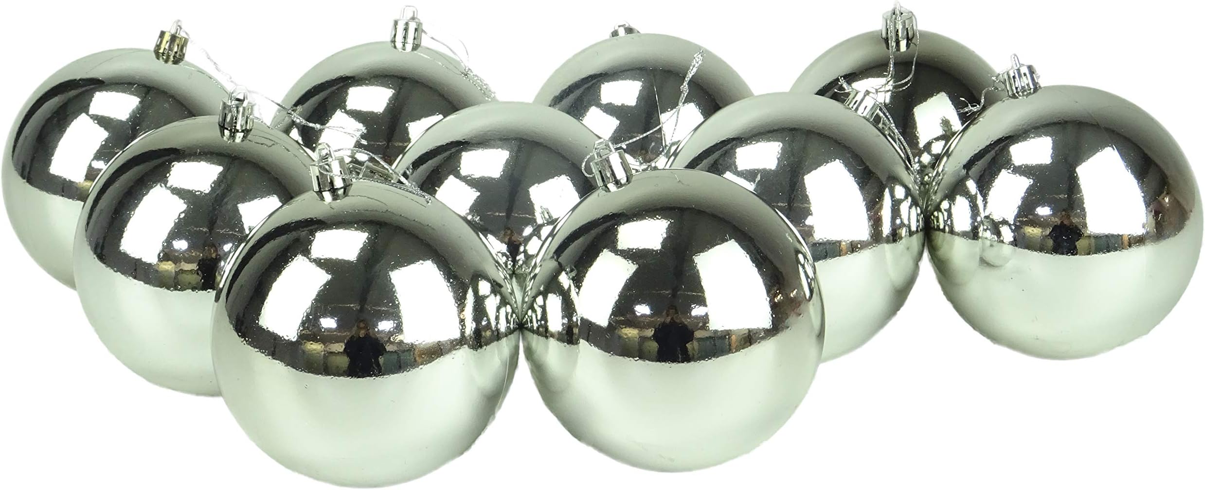 Christmas Concepts® 10 Extra Large 100mm (4") Silver Colour Baubles - Christmas or Decoration Ornaments