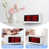 KWANWA Cordless Digital LED Alarm Clock 1.2" Display AA Battery Operated White view 4