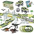 ToyVelt Dinosaur Toys Race Track Set - Create A Dinosaur World Race 2021 Edition Playset Includes 3 Cars & Mega Ball and Container Gift for Boys & Girls Ages 3-6
