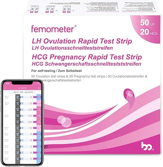 Femometer 50 Ovulation Test Strips and 20 Pregnancy Test Strips Combo