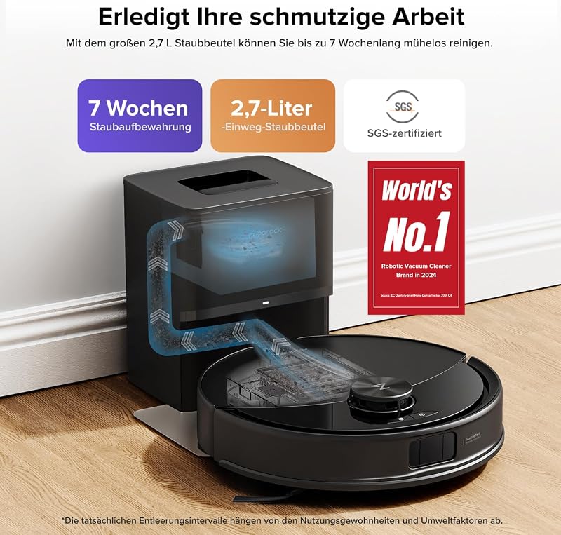 Q10 S5+ Set Saugroboter mit Wischfunktion, 10.000 Pa Saugkraft