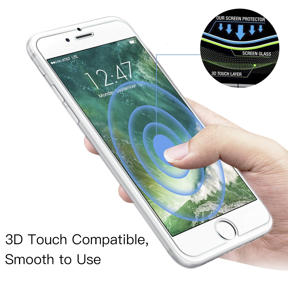 Panzerglas Schutzfolie für iPhone 7, [2 Stück] TUCNIPUS Panzerglasfolie -3D Touch Kompatibel, 9H Härte, Anti-Öl, Kratzer,Blasen und Fingerabdruck Displayschutzfolie für iPhone 7 (4.7 Zoll)