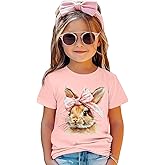 PNORATM Girls Easter Shirt Toddler Bunny Graphic Tees Kids Girl Summer Short Sleeve Tops Funny Rabbit Easter T Shirts
