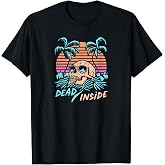 Dead Inside Skull Wearing Sunglasses Tropical Palm Trees T-Shirt