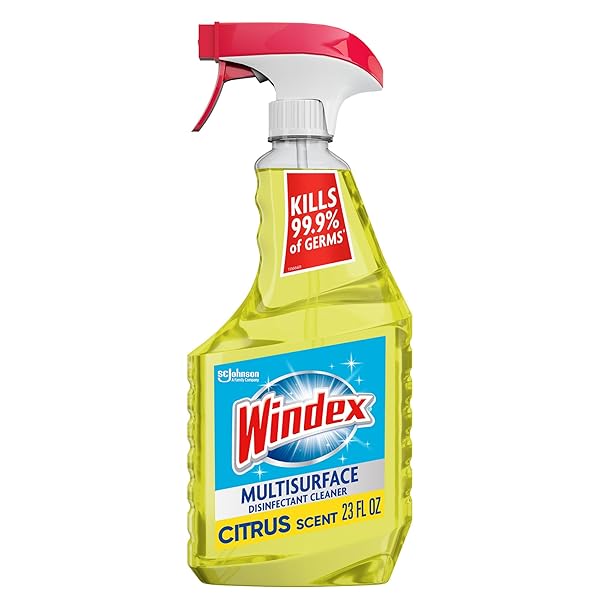 WINDEX MULTIPURPOSE CLEANER DISINFECTANT SPRAY BOTTLE, PACKAGING DESIGNED TO PREVENT LEAKAGE AND BREAKING, SURFACE CLEANING SPRAY, CITRUS FRESH SCENT, 23 FL OZ