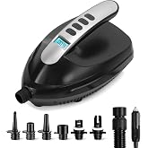 SereneLife Electric Paddle Board Pump &ndash; Portable 16 PSI Dual-Stage Air Compressor for Lightning-Fast Inflation, Auto-Off, LCD Display &amp; 12V Car Connector &ndash; for SUPs, Boats &amp; Inflatables