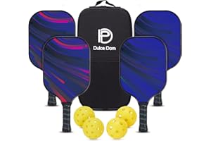 DULCE DOM Pickleball Paddles, USAPA Approved Fiberglass Pickleball Set of 2/4 with Pickleball Paddles, 4 Pickleball Balls and Pickleball Bag, Pickleball Rackets Gifts for Beginners & Pros